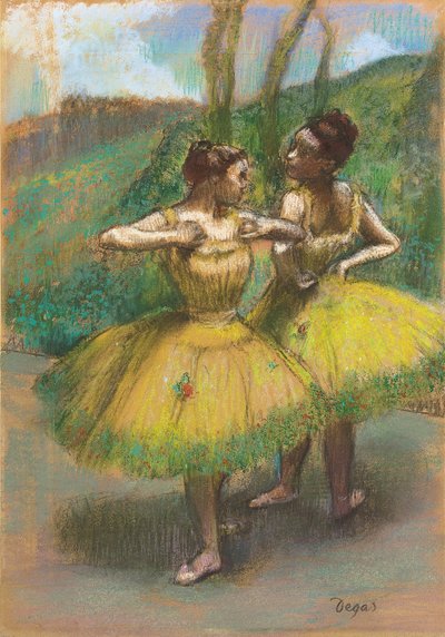 Dancers with yellow skirts (two dancers in yellow) by Edgar Degas