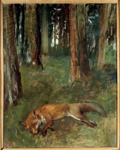 Dead fox in a wood by Edgar Degas