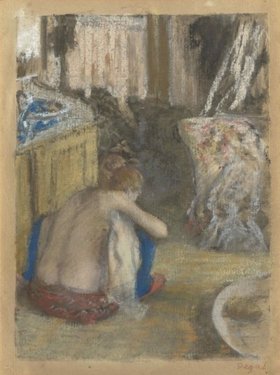 Nude Woman Squatting, from Behind by Edgar Degas