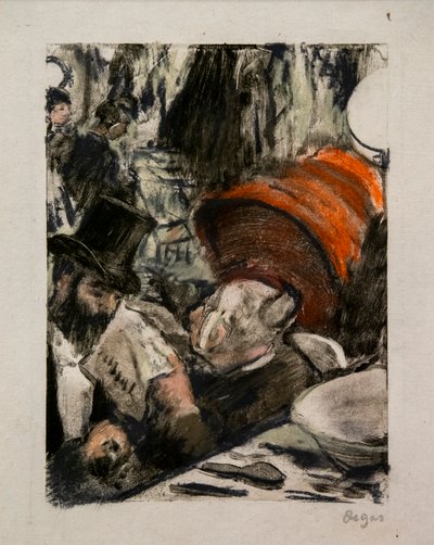 Ludovic Halevy Hearing the Story of Madame Cardinal in a Dressing Room by Edgar Degas