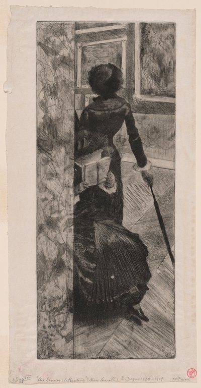 Mary Cassatt in the Paintings Gallery at the Louvre by Edgar Degas