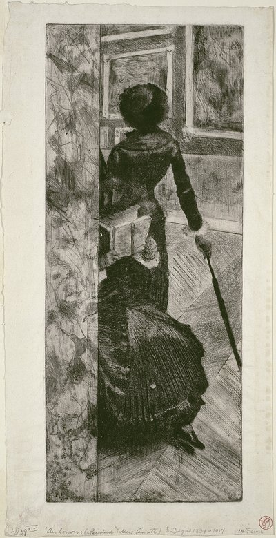 Mary Cassatt in the Paintings Gallery at the Louvre by Edgar Degas