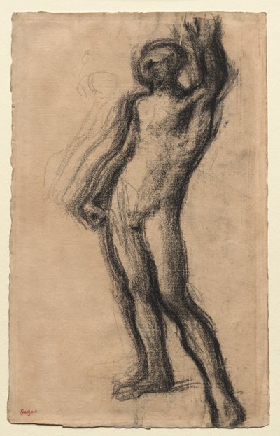 Nude Man Standing, with Left Hand Raised, c1900 by Edgar Degas