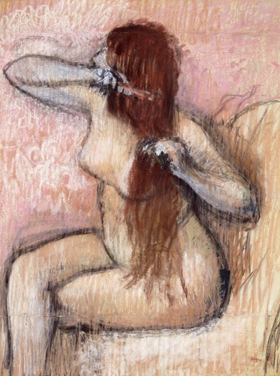 Nude Seated Woman Arranging her Hair, c.1887-1890 by Edgar Degas