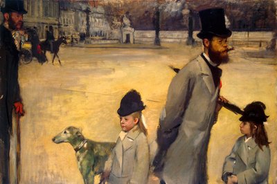 Place de la Concorde, Viscount Lepic and His Daughters Crossing the Place de la Concorde, 1875 by Edgar Degas