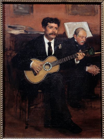 Portraits of Lorenzo Pagans (1838-1883) Spanish tenor and Augustus De Gas (1807-1874) father of the artist by Edgar Degas