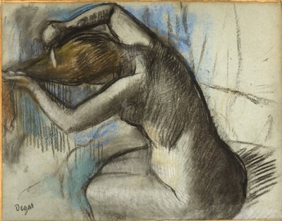 Seated Nude Woman Brushing Her Hair by Edgar Degas