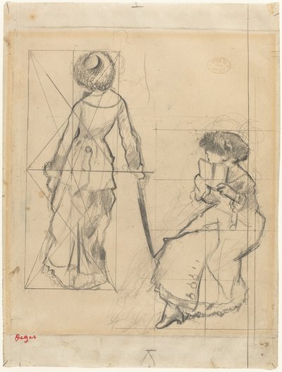 Study for Mary Cassatt at the Louvre [recto], c. 1879 by Edgar Degas