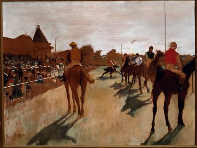 The parade or race horses in front of the stands by Edgar Degas