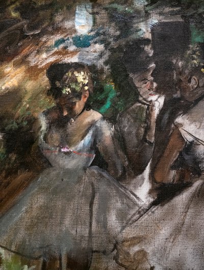 Three Dancers Behind the Scenes (detail) by Edgar Degas
