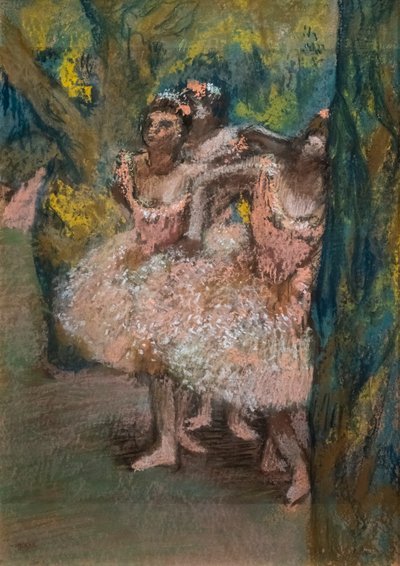 Three Dancers in Salmon Skirts by Edgar Degas