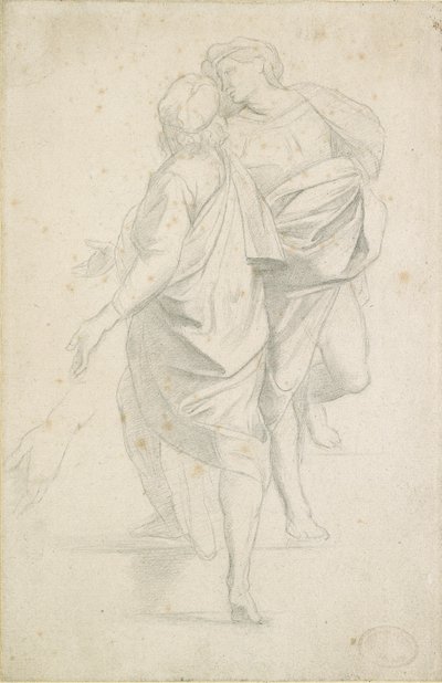 Two Figures standing on a Flight of Steps, after Raphael, c1853-54 by Edgar Degas