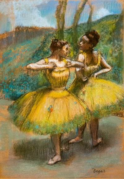 Two Dancers in Yellow by Edgar Degas