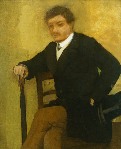 Young Man Sitting with Jacket and Umbrella by Edgar Degas