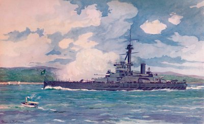 The Brazilian Super-Dreadnought Minas Geraes nearing Rio by Edgar L. Pattison