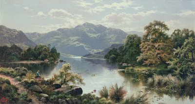 A Lake Scene in North Wales by Edgar Longstaffe