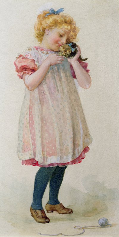 Little Girl with a Kitten by Edith Scannell