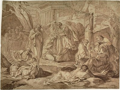 A Saint Clothing the Poor Among the Ruins of an Earthquake by Edmé Bouchardon