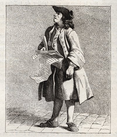 The Lottery Winner Announcer - engraving by Edme Bouchardon (1698-1762) by Edmé Bouchardon