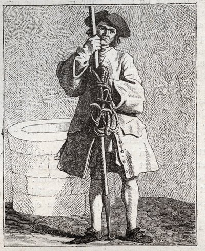 The Well Cleaner - Small Trade of Paris (Studies Taken from the Lower People, or the Cries of Paris) - engraving by Edme Bouchardon by Edmé Bouchardon