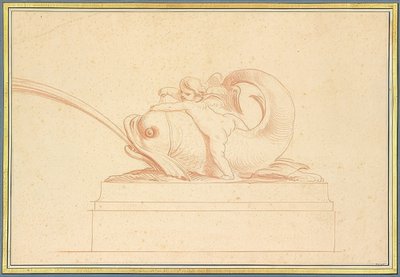 Water-Spewing Dolphin to the Left with a Cherub. 1737 by Edmé Bouchardon