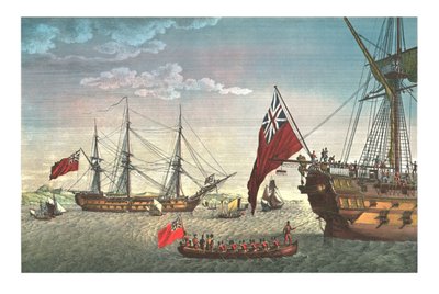 Napoleon goes aboard the Northumberland for his journey to St Helena, 8 August 1815, c1850 by Edme Bovinet