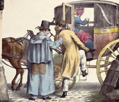 Where are we going?...Always straight ahead, caricature from the Moeurs Parisiennes series, engraved by Langlume by Edme Jean after Pigal