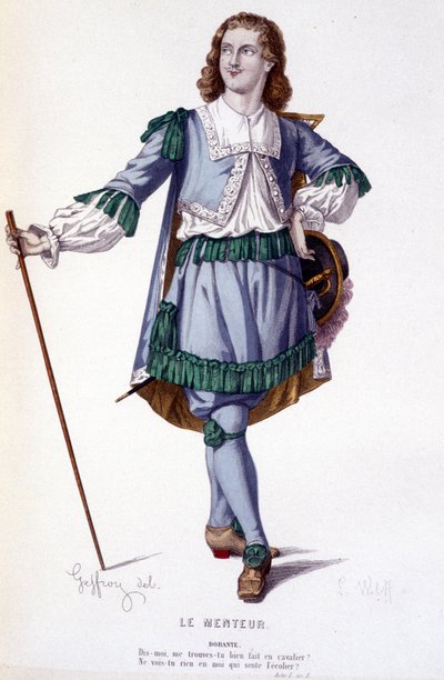 The character Dorante in the comedy Le Menteur (Collection of plays by Corneille) by Edmond Aime Florentin Geffroy