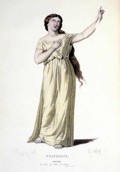 The character of Pauline in the tragedie Polyeucte martyr (Collection of plays by Corneille) drawing by Geffroy, engraving by L. Wolff - ed. Laplace, Sanchez et Cie, Paris 1884 by Edmond Aime Florentin Geffroy