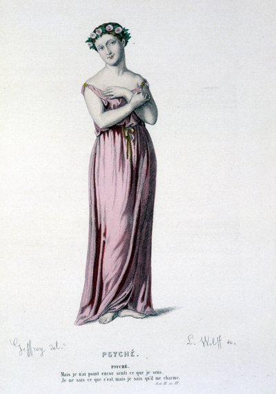 The character of Psyche in the tragi comedie and ballet Psyche, Moliere et Corneille (Collection of plays of Corneille) drawing by Geffroy, engraving by L. Wolff - ed. Laplace, Sanchez et Cie, Paris 1884 by Edmond Aime Florentin Geffroy