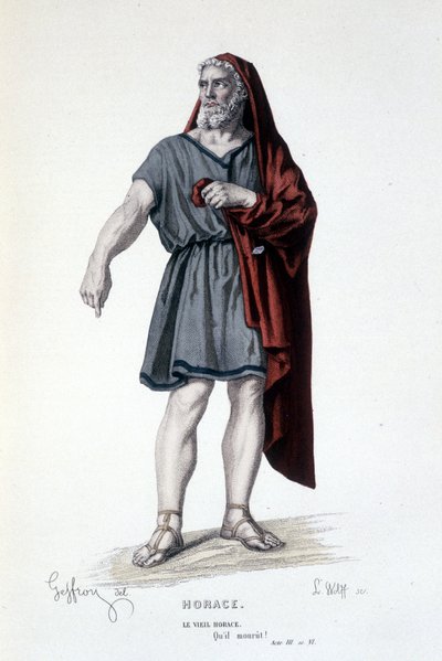 The character of the old Horace in the tragedy Horace - Full Theatre: (Collection of plays by Corneille) drawing by Geffroy, engraving by L. Wolff - ed. Laplace, Sanchez et Cie, Paris 1884 by Edmond Aime Florentin Geffroy