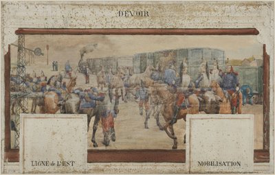 Sketch for the Nogent-sur-Marne Town Hall: Duty: Eastern Line - Mobilization, in 1889 by Edmond Debon