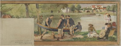 Sketch for the Saint-Maurice Town Hall: Landscape. The Banks of the Marne (for the Village Hall), between 1890 and 1892 by Edmond Debon