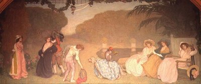 Young Girls Watching an Open Air Theatre by Edmond François Aman Jean