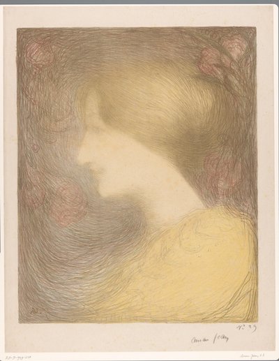 Head of a Young Woman Surrounded by Roses by Edmond François Aman Jean