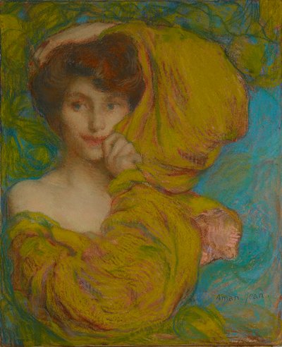 Young Woman with Yellow Scarf by Edmond François Aman Jean