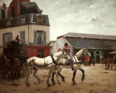 A Coach Stop on the Place de Passy by Edmond Georges Grandjean