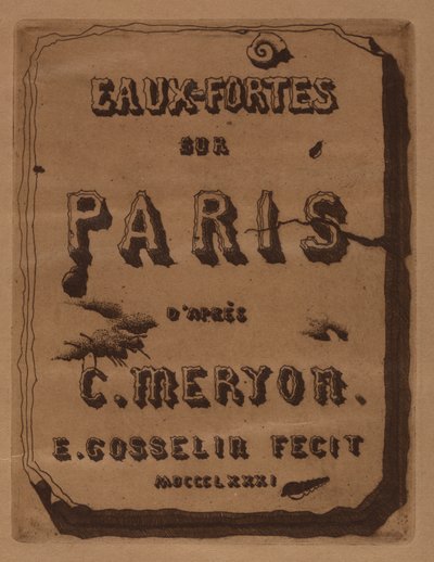 Title of the Etchings on Paris: Cover, 1871 by Edmond Gosselin