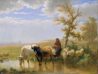 Cows and Sheep by Edmond Jean-Baptiste Tschaggeny