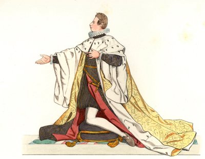 Cosme II de Medicis, Grand Duke of Tuscany - Lithography based on an illustration by Edmond Lechevallier-Chevignard, from Historical Costumes of the 16th by Edmond Lechevallier Chevignard
