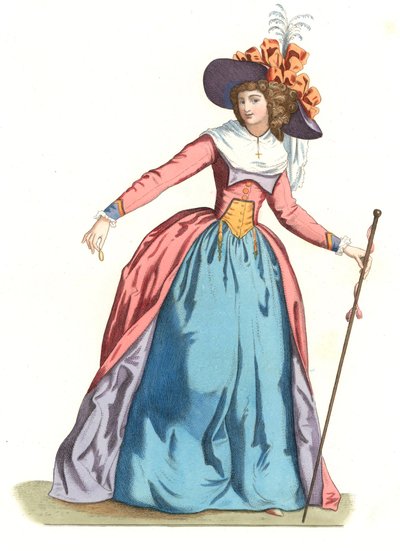 French Woman in Fashion of the 18th Century by Edmond Lechevallier Chevignard