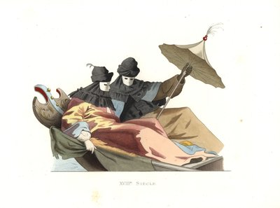 Venetians Wearing Bauta Masks by Edmond Lechevallier Chevignard