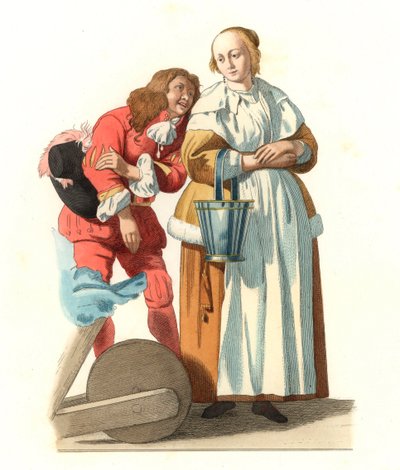 Woman of the Dutch Bourgeois and a Page by Edmond Lechevallier Chevignard