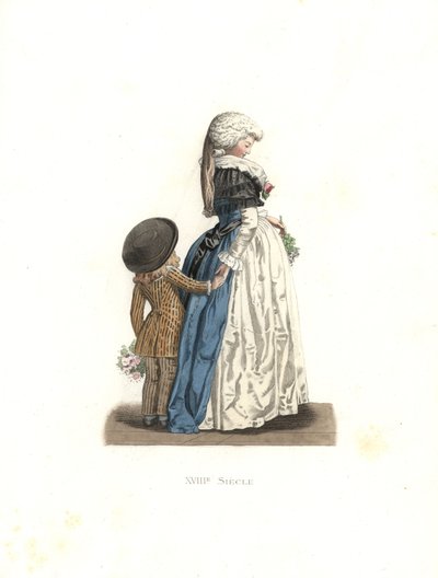 Young Woman and Small Boy, France by Edmond Lechevallier Chevignard