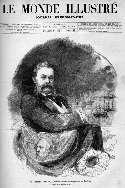 Portrait of Chester Alan Arthur, President of the United States. Engraving by Edmond Morin. One of 