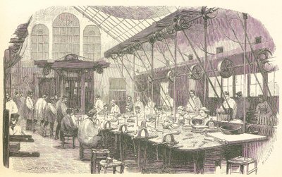 Silversmiths at Work at the Christophle Flatware Factory in Paris by Edmond Morin