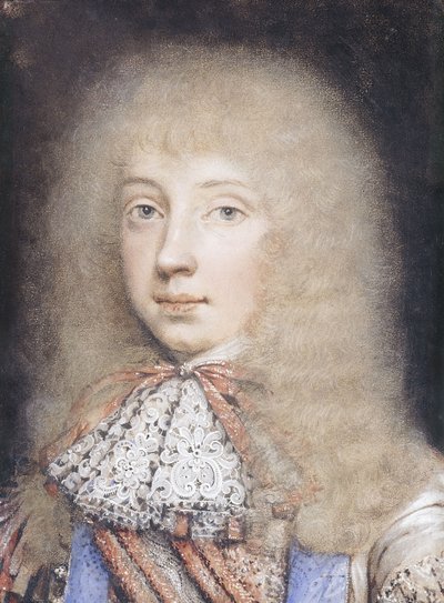 Portrait of Edward Stuart, Bust Length, with Flowing Hair and Lace Stock by Edmund Ashfield