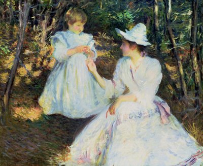 Mother and Child in Pine Woods by Edmund Charles Tarbell