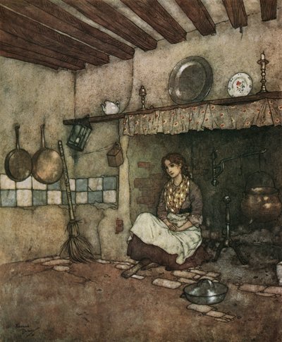 Cinderella: The Young Cinderella Sitting Among the Ashes in the Chimney, c.1910 by Edmund Dulac