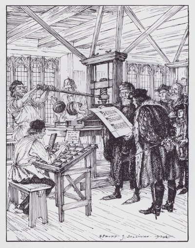 William Caxton in his printing shop by Edmund Joseph (after) Sullivan